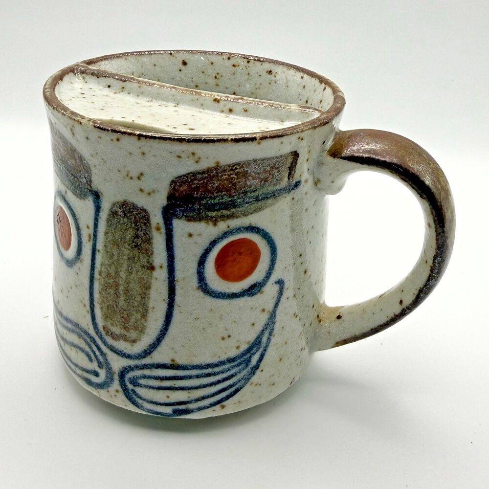 Vintage Otagiri Speckled Mustache Hand Painted Face Mug